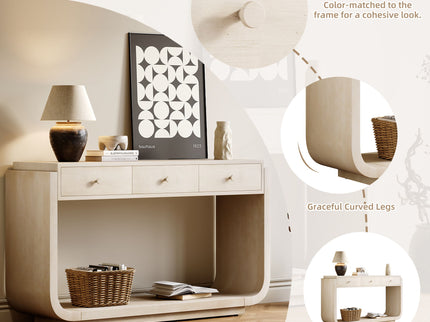 Console Table With 3 Drawers, Display Shelf