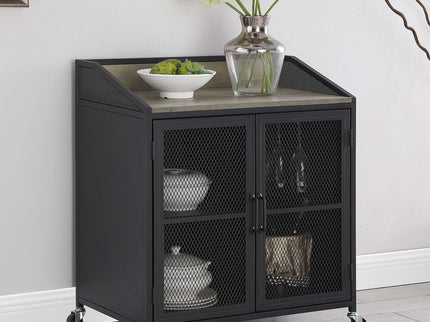 Arlette - 2 Door Mobile Home Bar Wine Cabinet With Smooth Rolling Casters - Black