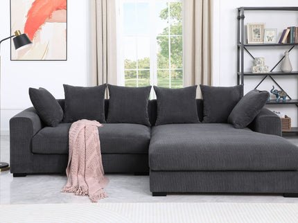 Naomi - 3 Piece Upholstered Sectional - Dark Gray