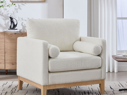 Wide Modern Performance Accent Chair With Natural Legs