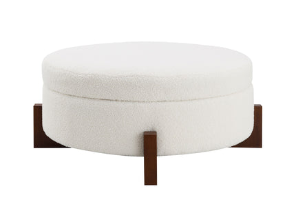 Round Storage Ottoman, Footrest Stool For Living Room