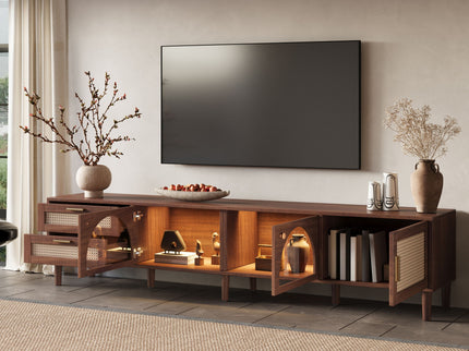 TV Stand With App-Controlled LED Lights, 2 Drawers & Door Storage