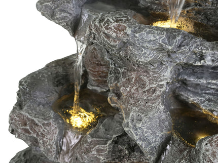 Concrete Rock Waterfall Fountain With LED Lights, Outdoor Garden Decor