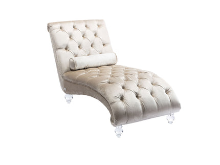 Chaise Lounge Indoor, Button Tufted Upholstered Chaise Lounge Chair With Pillow