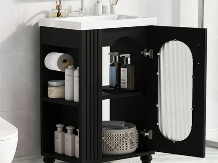 Modern Bathroom Vanity With Sink, Adjustable 2 Tier Shelf