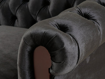 Chesterfield Loveseat Sofa, 2 Person Rolled Arm Upholstered Couch
