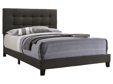 Tufted Full Panel Bed With Button Tufted Headboard, Platform Design - Charcoal