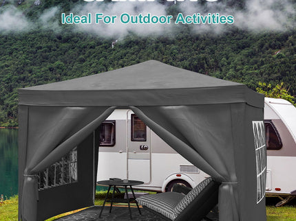 10'X10' Folding Canopy With 4 Removable Sidewalls Outdoor Event Shelter UPF 50+ Gazebo Portable Tents For Parties Beach Camping Wedding Ez Pop Up Canopy 4 Pieces Weight Bag + Carry Bag