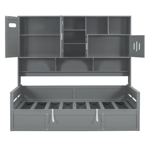 Daybed With All-In-One Cabinet And Shelf