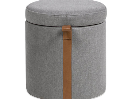 Brandy - Round Upholstered Storage Ottoman With Accent
