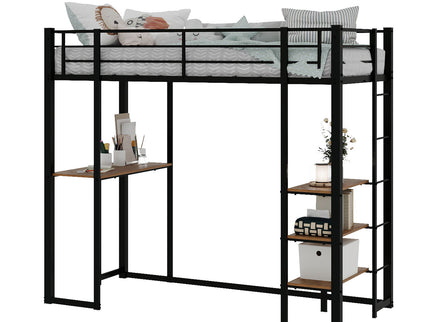 Bunk Bed With L-Shaped Desk And Dual Side Stairs
