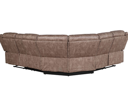 Dollum - Two Tone Nubuck Manual Recliner Sectional Sofa With USB Port Cupholder Console