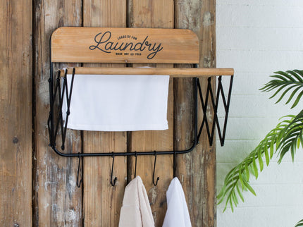 Laundry Rack With Accordion Design - Brown / Black - Black Brown