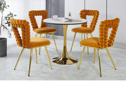 Modern Chair With Iron Tube Legs, Soft Cushions And Comfortable Backrest, Suitable For Dining Room, Living Room, Cafe, Hairball Back