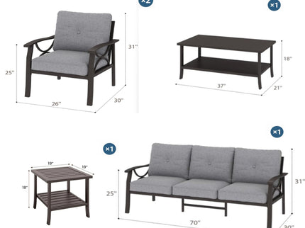 Patio Furniture Set With Coffee Table And Cushions For Backyard
