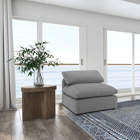 Segoura - Upholstered Armless Chair With Pillow Back, Living Room - Gray