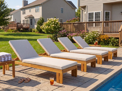 Outdoor Chaise Lounge With 5 Position Adjustable Backrest