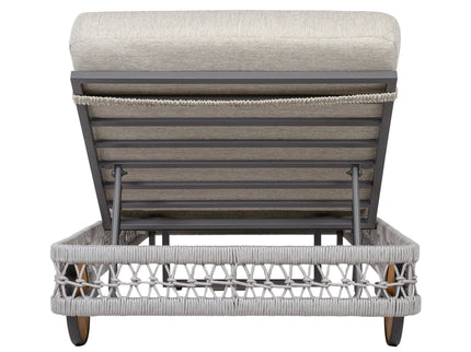 Outdoor Chaise Lounge With Wheels, 5 Position Adjustable Backrest