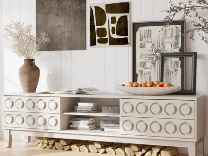 Media Console With 4 Drawers And Cable Management