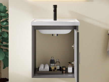 Floating Bathroom Vanity Combo, Wall Mounted Cabinet With Sink & Soft Close Doors For Small Bathrooms