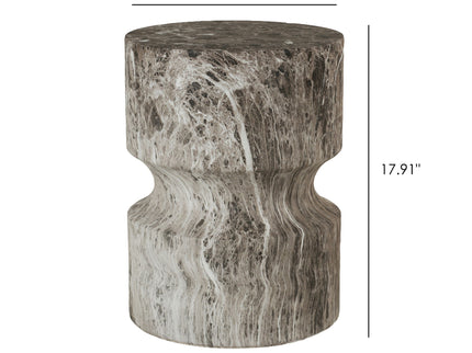 Outdoor Geometric Round End Table - Marble