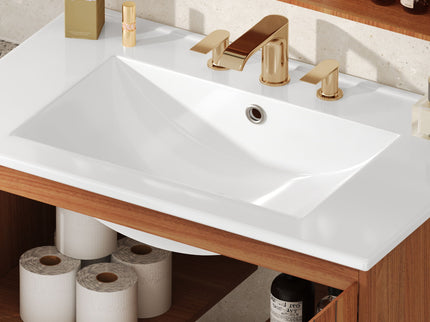 Bathroom Vanity With Sink, Minimalist Design, 45 Degrees Free Handle Doors - Antique Natural