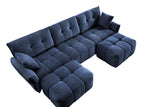 Blue / 3 Pc. 3 Seater Sectional, 2 Ottomans