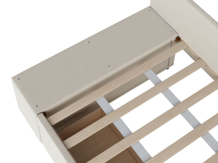 L Shaped Upholstered Platform Bed With Storage And Drawers