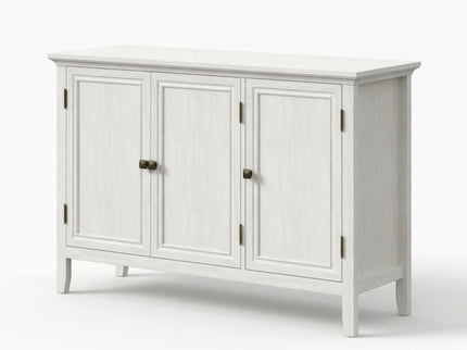 3 Door Buffet Cabinet With Adjustable Shelves - Matte White / Grayish