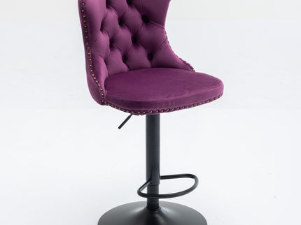 Swivel Barstools Adjusatble Seat Height, Modern Upholstered Bar Stools With Backs Comfortable Tufted For Home Pub And Kitchen Island (Set of 2)