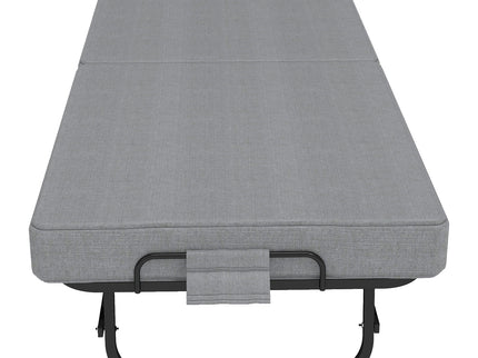 Twin Folding Bed With Memory Foam Mattress, 4 Lockable Wheels - Gray