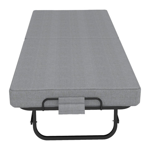 Twin Folding Bed With Memory Foam Mattress, 4 Lockable Wheels - Gray