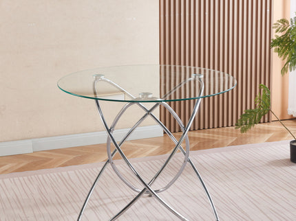 Metal Leg Dining Table With Tempered Glass Top