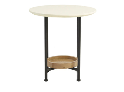 Oval End Table - White / Natural