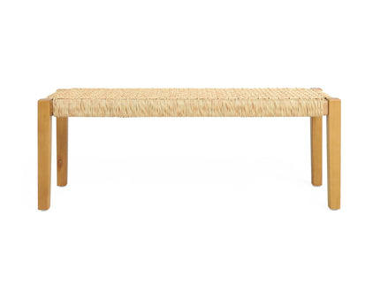 Angie - Bench Outdoor Seating Acacia Wood Faux Rattan - Teak