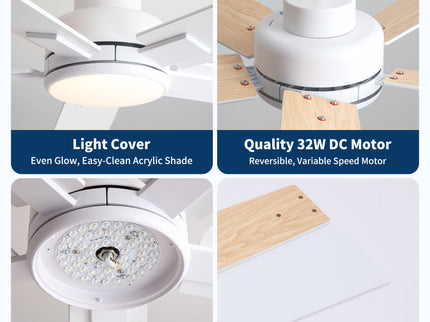 Reversible Motor Integrated LED Dimmable Ceiling Fan With Light