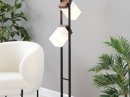 Bento - Contemporary Floor Lamp - Black / Walnut / White