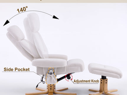 Upholstered Heated Massage 360° Swivel Accent Chair With Ottoman