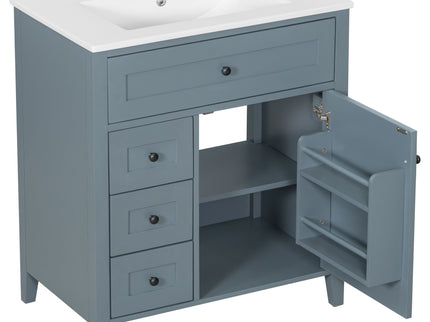 Modern Bathroom Vanity With Sink, 3 Drawers And Adjustable Shelf