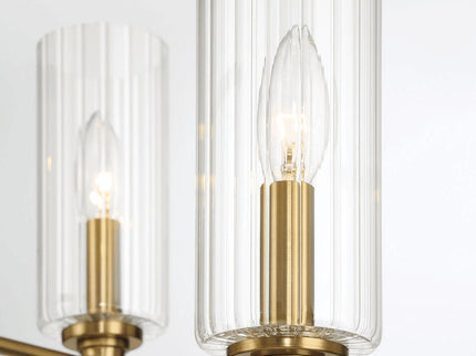 Timeless - 6 Lights Chandelier With Clear Ribbed Satin - Antique Brass / Clear / Gold