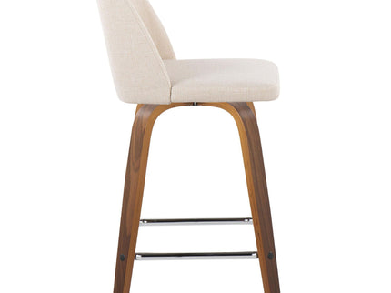 Toriano - Mid Century Modern Fixed Height Counter Stool With Swivel And Square Footrest (Set of 2)