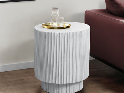 Round Accent Table, Indoor Outdoor - White