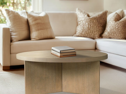 Round Coffee Table With Solid Veneer Top