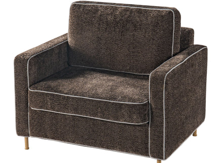 Accent Chair Upholstered Single Sofa With Square Arms, Sewn Pillow Back For Living Room