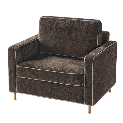 Accent Chair Upholstered Single Sofa With Square Arms, Sewn Pillow Back For Living Room