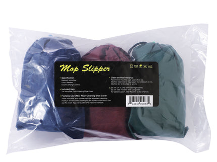 Microfiber Mop Slippers For Floor Cleaning, Machine Washable, 3 Pieces - Blue / Green / Red