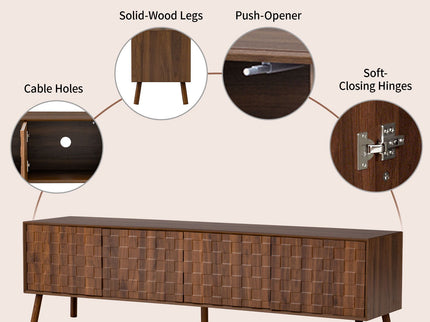 TV Stand With Soft Closing Hinges And Cable Management - Walnut