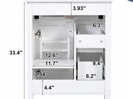 Modern Bathroom Vanity With Sink, Flip Drawer & 2 Drawers, Soft Close Hinges, Adjustable Shelf