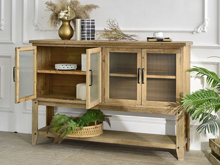 Rectangle Accent Sideboard Cabinet With Storage Shelf, Cabinet For Kitchen - Natural Wood
