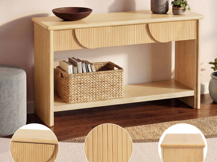 Fluted Console Table With Semi Circular Drawers - Natural